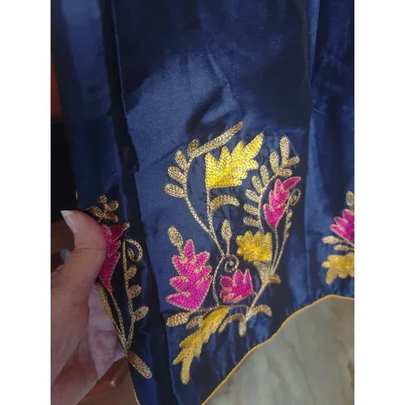 UNIQUE Cultural Skirt Blue Colorful Flowing - Picture 2 of 4